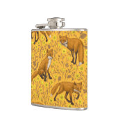 Füchse und Buttercups auf Orange Flachmann (Links)