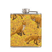 Füchse und Buttercups auf Orange Flachmann (Rückseite)