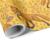 Füchse und Buttercups auf Orange Geschenkpapier (Rolleneckpunkt)