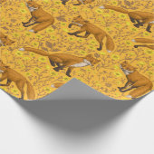 Füchse und Buttercups auf Orange Geschenkpapier (Ecke)