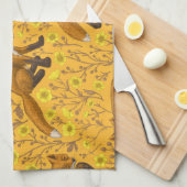 Füchse und Buttercups auf Orange Geschirrtuch (Viertel Falte)