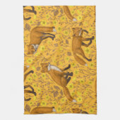 Füchse und Buttercups auf Orange Geschirrtuch (Vertikal)