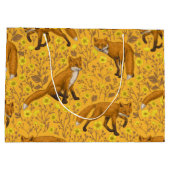 Füchse und Buttercups auf Orange Große Geschenktüte (Rückseite)