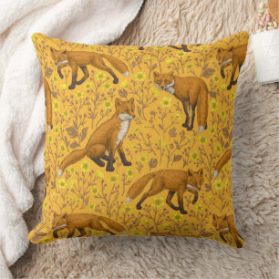 Füchse und Buttercups auf Orange Kissen