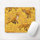 Füchse und Buttercups auf Orange Mousepad (Mit Mouse)