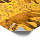 Füchse und Buttercups auf Orange Poster (Ecke)