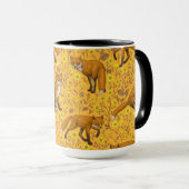 Füchse und Buttercups auf Orange Tasse (VorderseiteRechts)