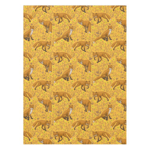 Füchse und Buttercups auf Orange Tischdecke