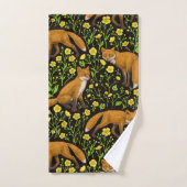 Füchse und Buttercups auf schwarz Badhandtuch Set (Handtuch)