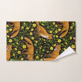 Füchse und Buttercups auf schwarz Badhandtuch Set (Handtuch)