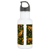 Füchse und Buttercups auf schwarz Edelstahlflasche (Rückseite)