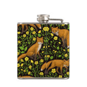 Füchse und Buttercups auf schwarz Flachmann (Rückseite)