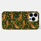 Füchse und Buttercups auf schwarz iPhone Hülle (Rückseite (Horizontal))