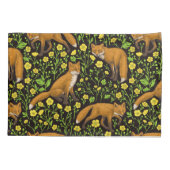 Füchse und Buttercups auf schwarz Kissenbezug (Rückseite-Links)