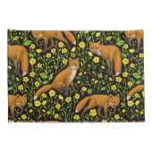 Füchse und Buttercups auf schwarz Kissenbezug (Rückseite-Rechts)