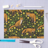 Füchse und Buttercups auf schwarz Seidenpapier (Handwerk)