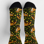Füchse und Buttercups auf schwarz Socken (Oben)