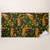 Füchse und Buttercups auf schwarz Strandtuch (Vorderseite)