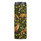 Füchse und Buttercups auf schwarz Thermosbecher (Rückseite)