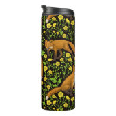 Füchse und Buttercups auf schwarz Thermosbecher (Nach rechts gedreht)