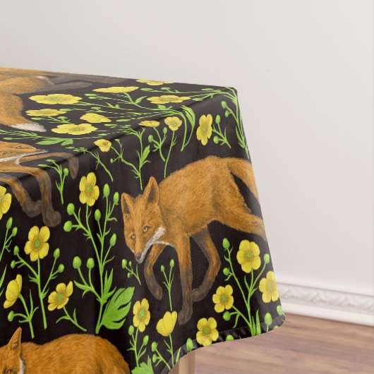 Füchse und Buttercups auf schwarz Tischdecke (Beispiel)