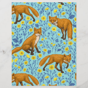 Füchse und Buttercups in Poolblau
