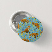 Füchse und Buttercups in Poolblau Button (Vorne & Hinten)