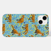 Füchse und Buttercups in Poolblau Case-Mate iPhone Hülle (Rückseite (Horizontal))