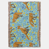 Füchse und Buttercups in Poolblau Decke (Vorderseite Vertikal)