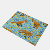 Füchse und Buttercups in Poolblau Fußmatte (Schrägansicht)