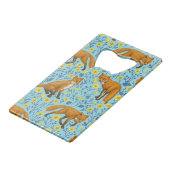 Füchse und Buttercups in Poolblau Geldbeutel Flaschenöffner (Vorderseite Schrägansicht)