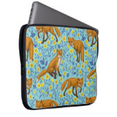 Füchse und Buttercups in Poolblau Laptopschutzhülle (Vorne Rechts)