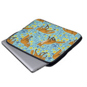 Füchse und Buttercups in Poolblau Laptopschutzhülle (Vorne Knopf)