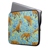 Füchse und Buttercups in Poolblau Laptopschutzhülle (Vorderseite Links)