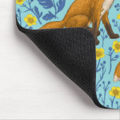 Füchse und Buttercups in Poolblau Mousepad (Ecke)