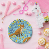 Füchse und Buttercups in Poolblau Pappteller (Party)