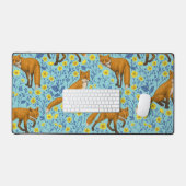 Füchse und Buttercups in Poolblau Schreibtischunterlage (Tastatur & Maus)