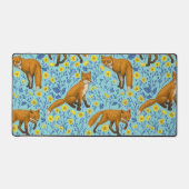 Füchse und Buttercups in Poolblau Schreibtischunterlage (Vorderseite)