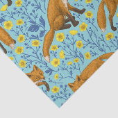 Füchse und Buttercups in Poolblau Seidenpapier (Ausschnitt)