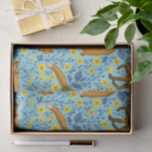 Füchse und Buttercups in Poolblau Seidenpapier (Geschenk)