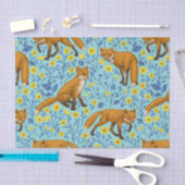 Füchse und Buttercups in Poolblau Seidenpapier (Handwerk)