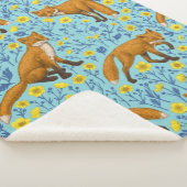 Füchse und Buttercups in Poolblau Sherpadecke (3/4)