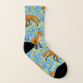 Füchse und Buttercups in Poolblau Socken (Links - Innen)