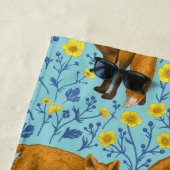 Füchse und Buttercups in Poolblau Strandtuch (Beispiel)