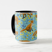 Füchse und Buttercups in Poolblau Tasse (Vorderseite Links)