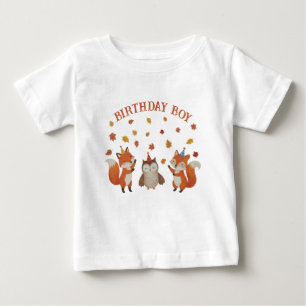 Füchse und Eulen Wald Herbst Geburtstagsfeier Baby T-shirt