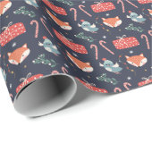 Füchse und Geschenke: Weihnachten - Nahtloses Must Geschenkpapier (Rolleneckpunkt)