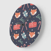 Füchse und Geschenke: Weihnachten - Nahtloses Must Große Wanduhr (Winkel)