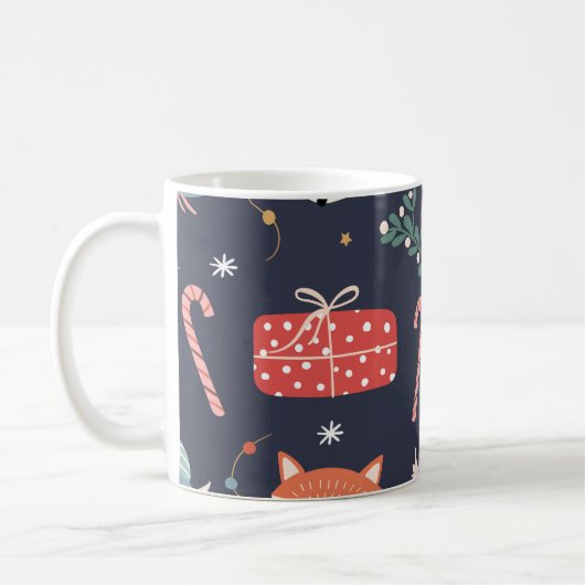 Füchse und Geschenke: Weihnachten - Nahtloses Must Kaffeetasse (Links)