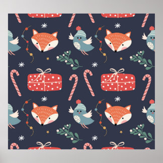 Füchse und Geschenke: Weihnachten - Nahtloses Must Poster